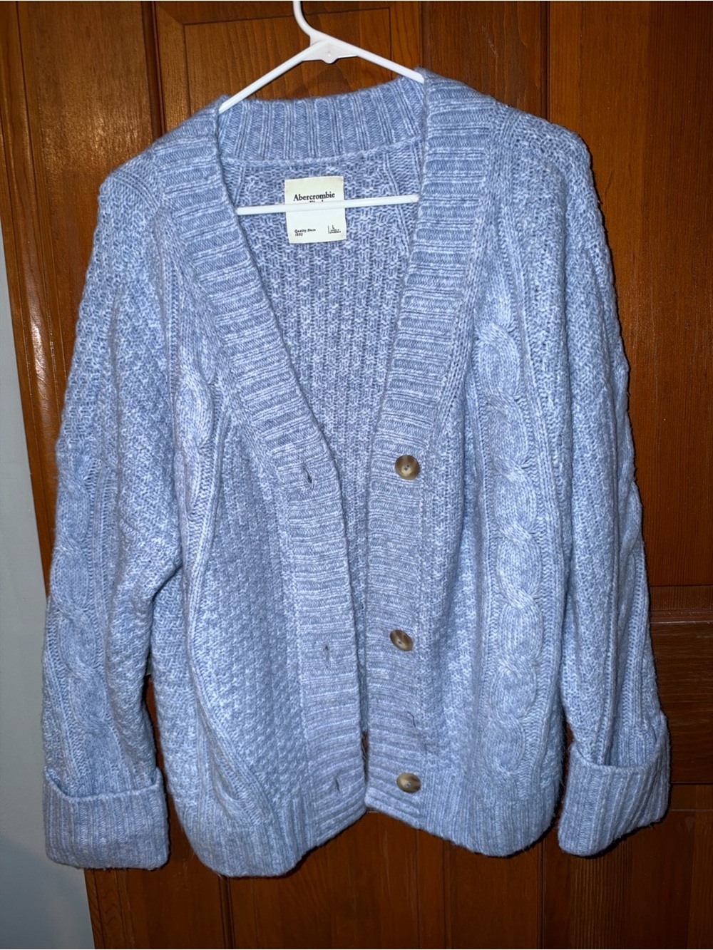 Abercrombie & Fitch Light Blue Cable Knit Button-Up Cardigan